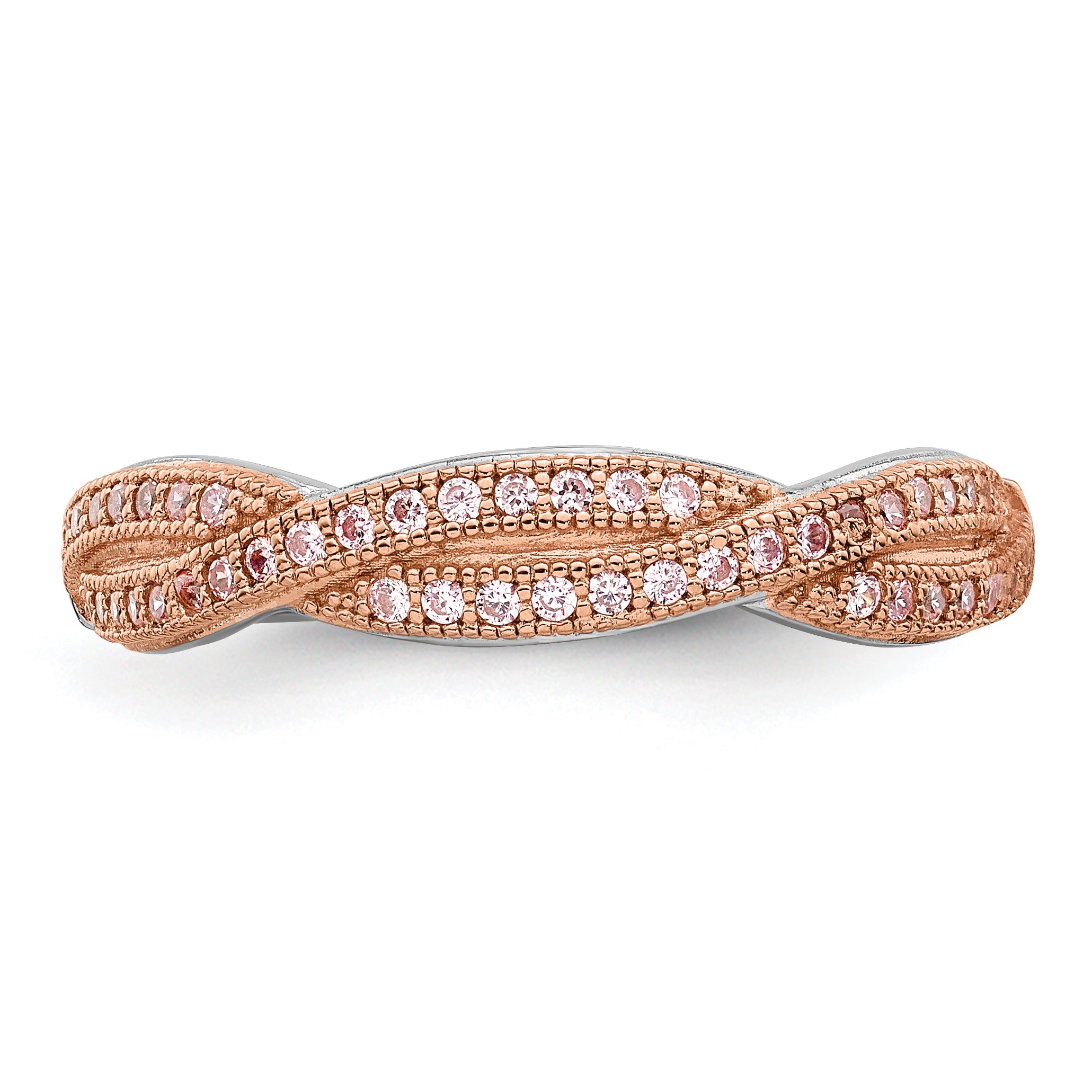Ss/Gold Plated Brilliant Embers Sterling Silver Rose Gold-Plated Rhodium-Plated 48 Stone Criss Cross Micro Pav Cz Polished Ring