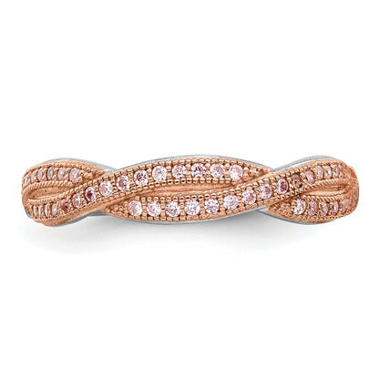 Ss/Gold Plated Brilliant Embers Sterling Silver Rose Gold-Plated Rhodium-Plated 48 Stone Criss Cross Micro Pav Cz Polished Ring