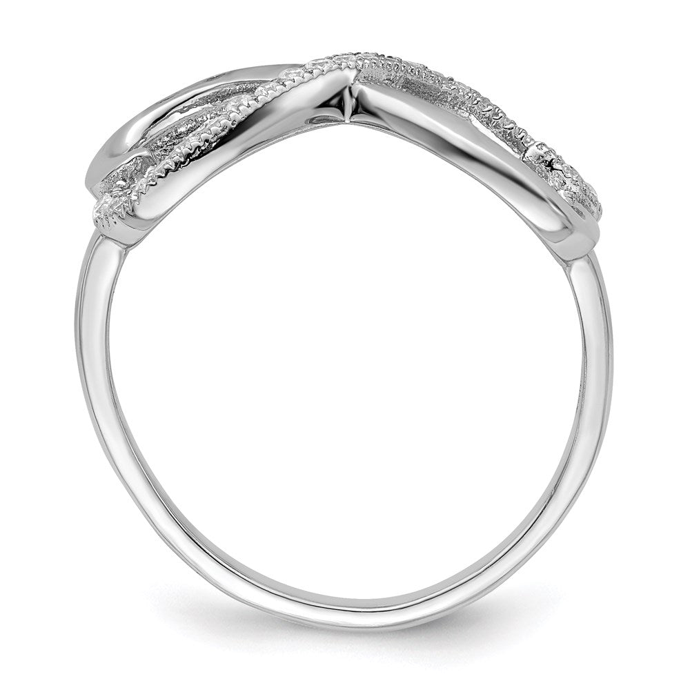 Sterling Silver Brilliant Embers Rhodium-Plated 20 Stone Micro Pav Cz Heart Ring