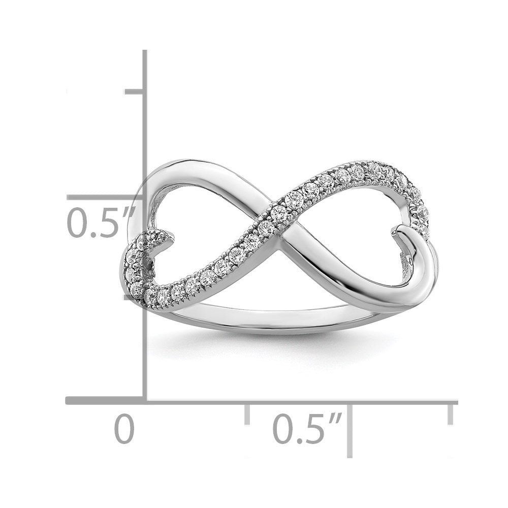 Sterling Silver Brilliant Embers Rhodium-Plated 20 Stone Micro Pav Cz Heart Ring