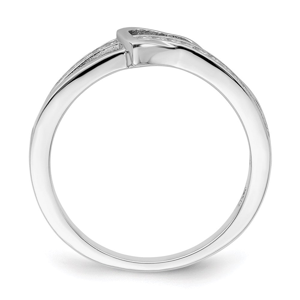 Sterling Silver Brilliant Embers Rhodium-Plated 20 Stone Micro Pav Cz Heart Ring