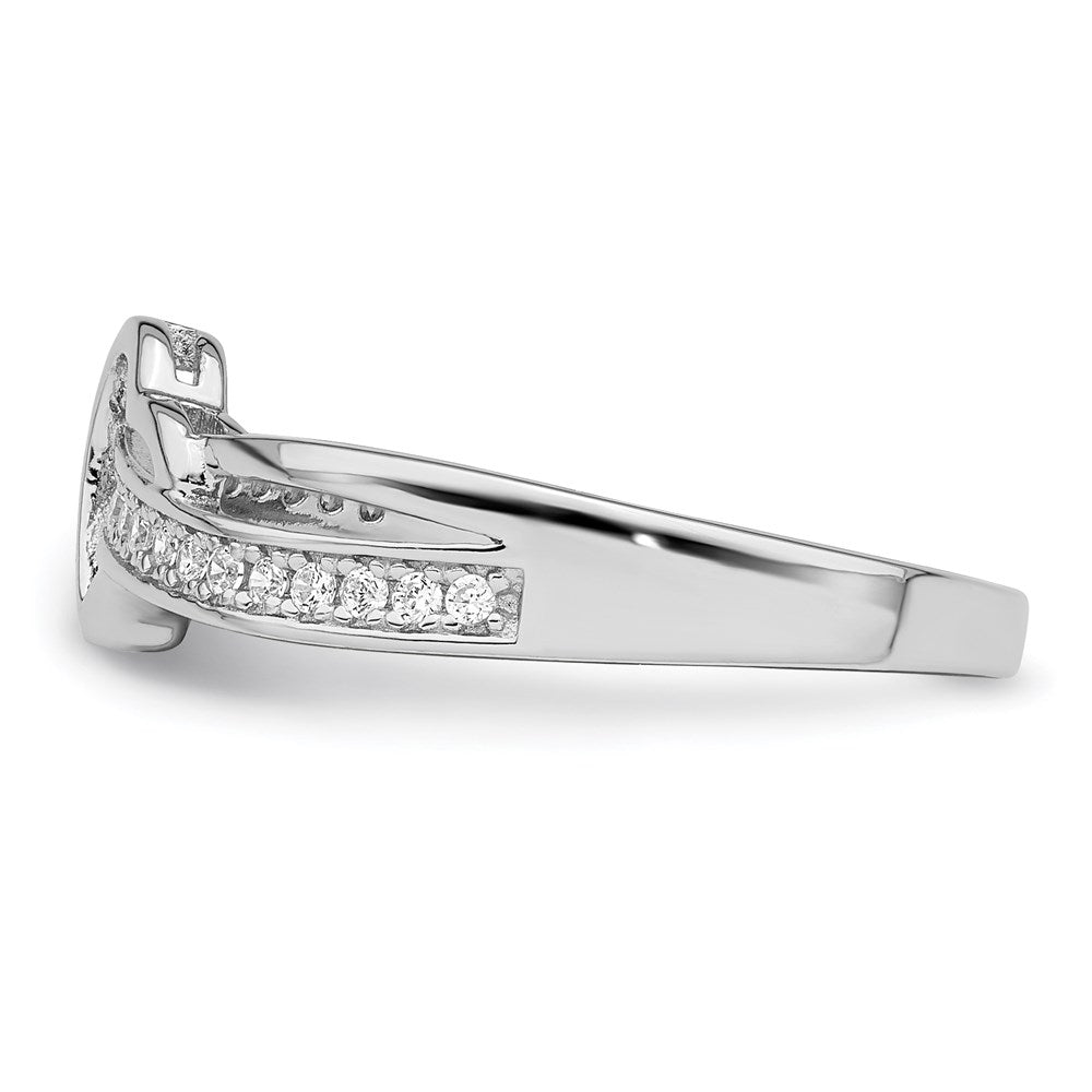 Sterling Silver Brilliant Embers Rhodium-Plated 20 Stone Micro Pav Cz Heart Ring
