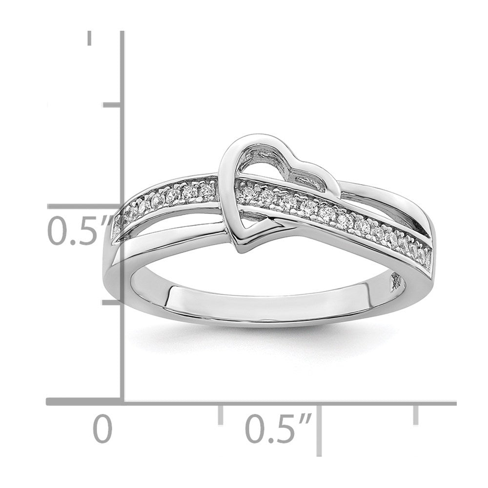 Sterling Silver Brilliant Embers Rhodium-Plated 20 Stone Micro Pav Cz Heart Ring