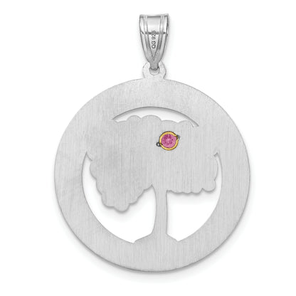 Sterling Silver Silver/Rhod-Plated 1 Birthstone With 14K Bezel Family Pendant