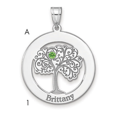 Sterling Silver Silver/Rhodium-Plated 1 Birthstone With Ss Bezel Family Pendant