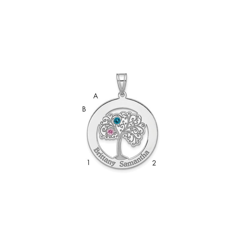 Sterling Silver Silver/Rhodium-Plated 2 Birthstone With Ss Bezel Pendant