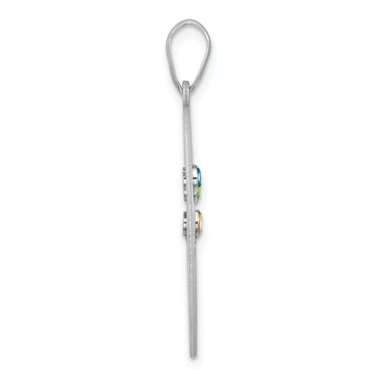 Sterling Silver Silver/Rhodium-Plated 3 Birthstone With Ss Bezel Family Pendant