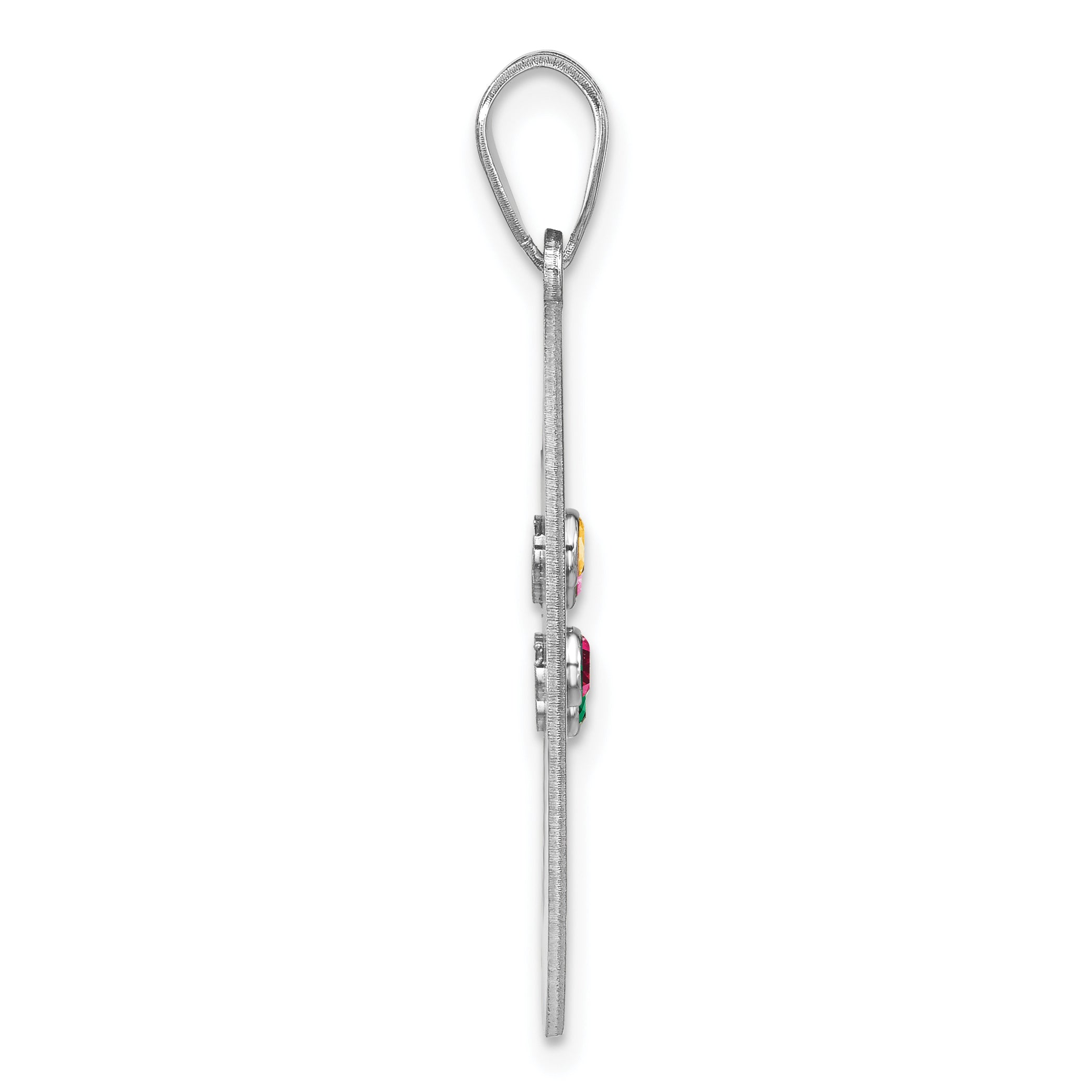 Sterling Silver Silver/Rhodium-Plated 4 Birthstone With Ss Bezel Family Pendant