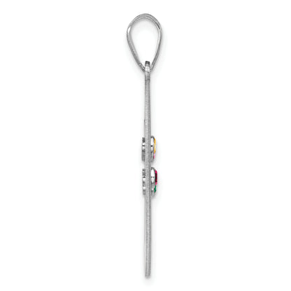 Sterling Silver Silver/Rhodium-Plated 4 Birthstone With Ss Bezel Family Pendant