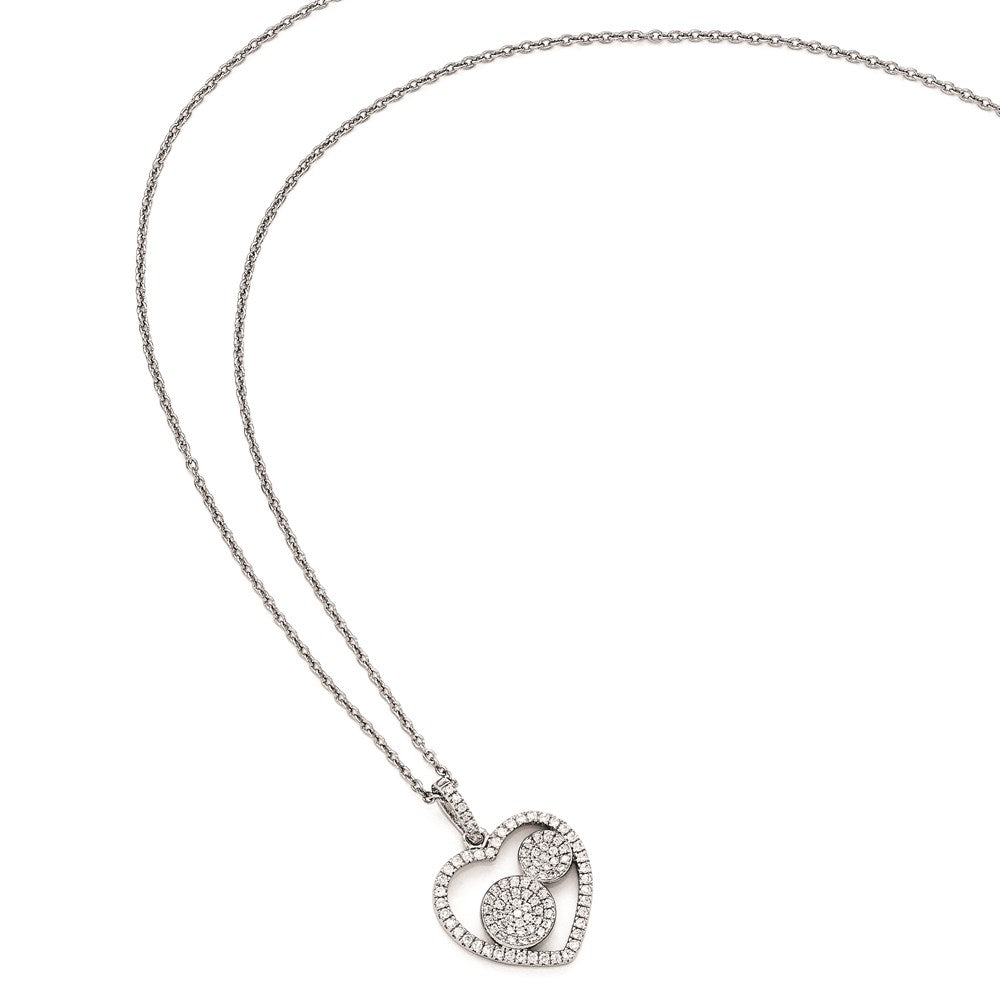 Sterling Silver & Cz Brilliant Embers Polished Heart Necklace