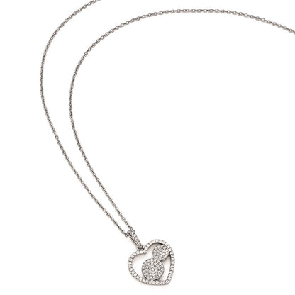 Sterling Silver & Cz Brilliant Embers Polished Heart Necklace