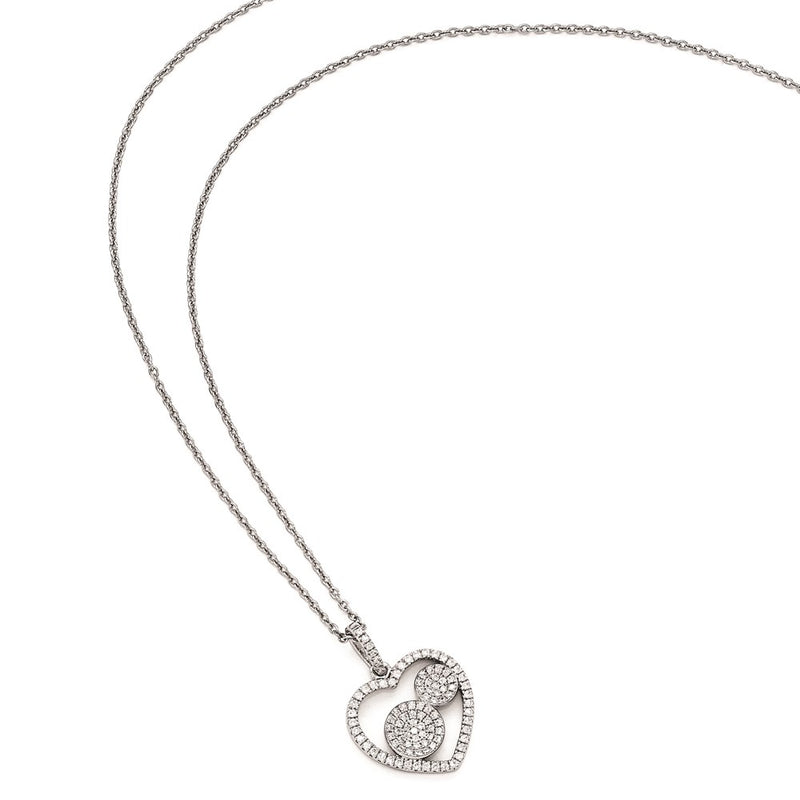 Sterling Silver & Cz Brilliant Embers Polished Heart Necklace