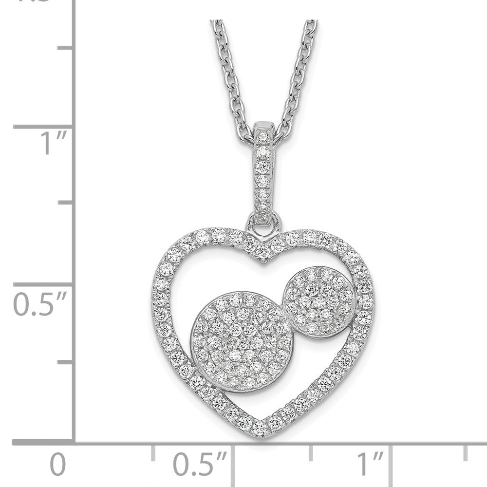 Sterling Silver & Cz Brilliant Embers Polished Heart Necklace