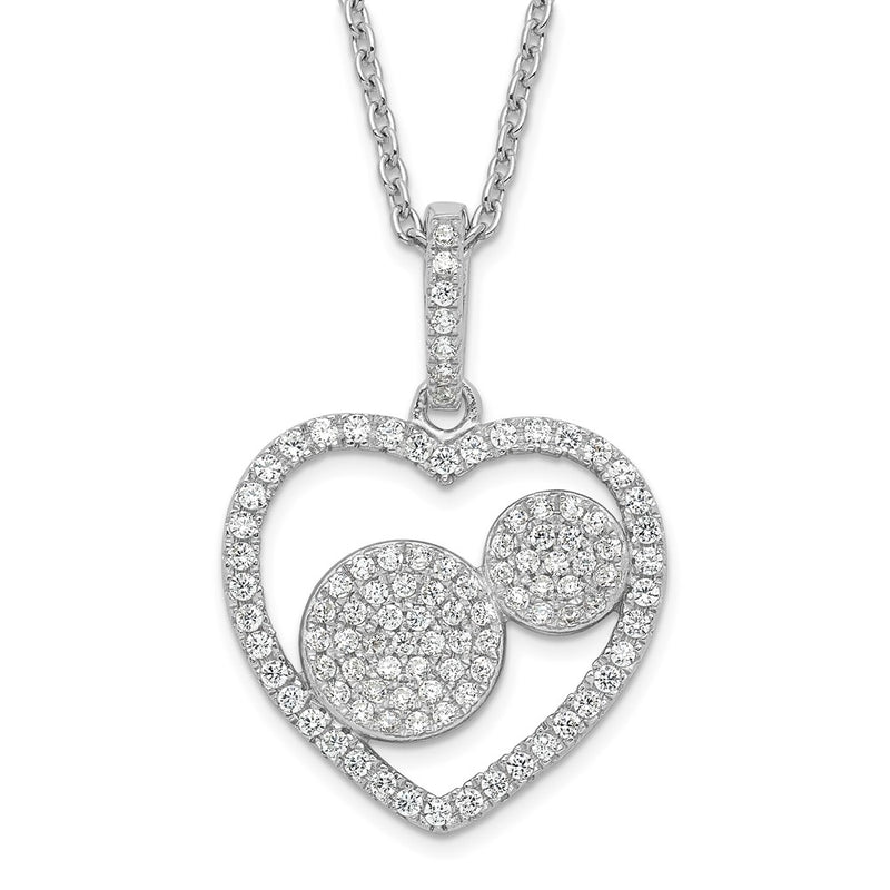 Sterling Silver & Cz Brilliant Embers Polished Heart Necklace