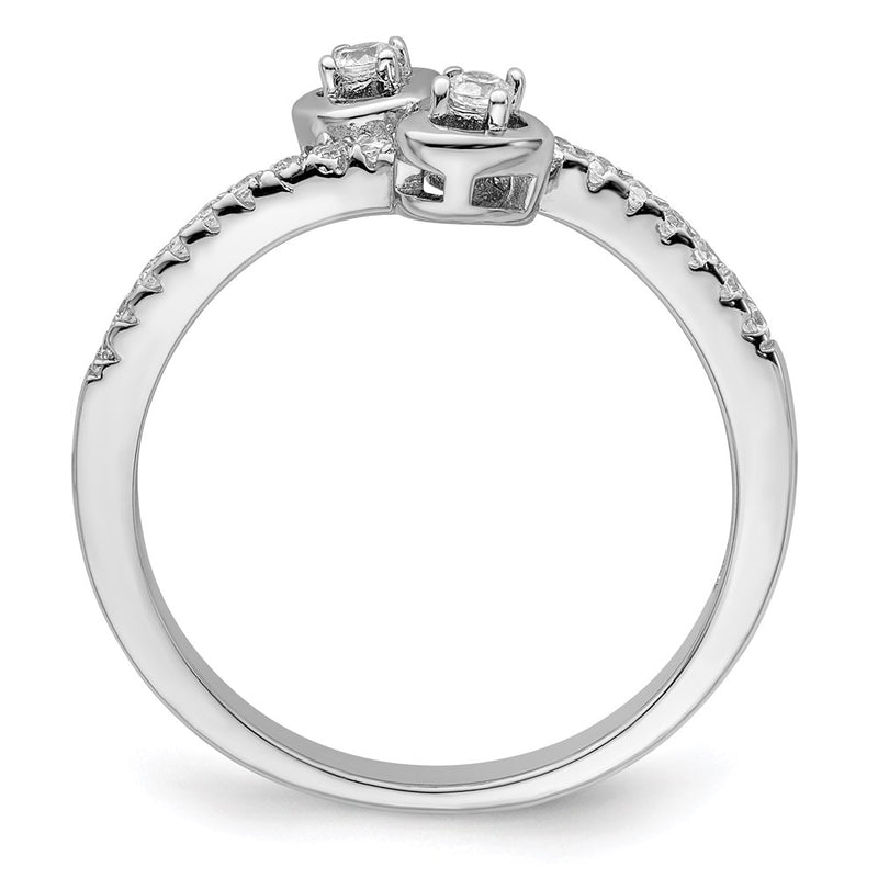 Sterling Silver Brilliant Embers Rhodium-Plated 21 Stone Micro Pav Cz Heart Ring