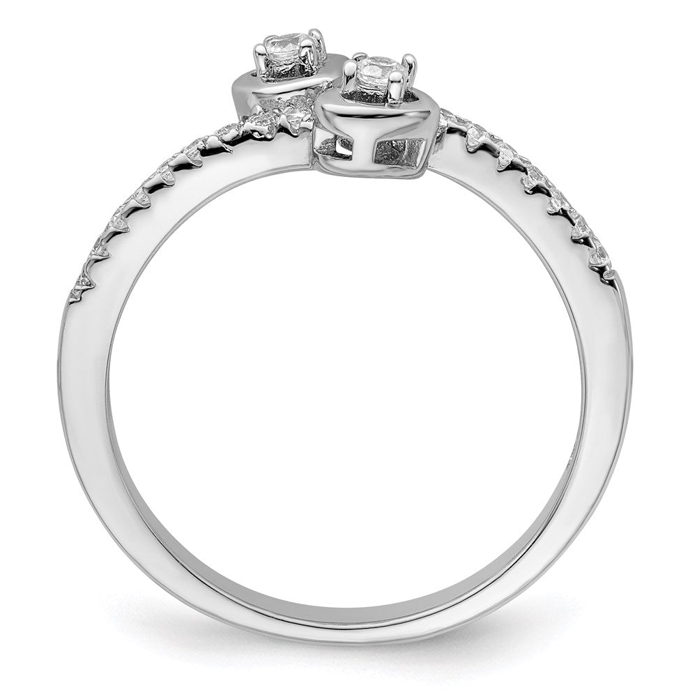 Sterling Silver Brilliant Embers Rhodium-Plated 21 Stone Micro Pav Cz Heart Ring