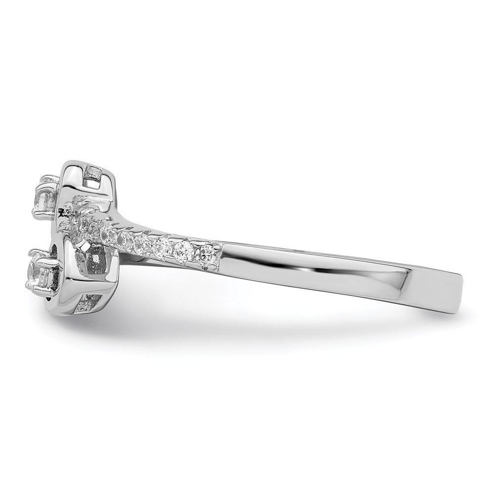 Sterling Silver Brilliant Embers Rhodium-Plated 21 Stone Micro Pav Cz Heart Ring