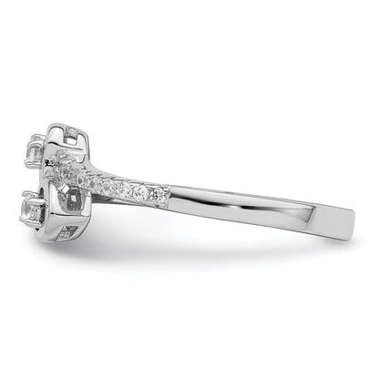Sterling Silver Brilliant Embers Rhodium-Plated 21 Stone Micro Pav Cz Heart Ring