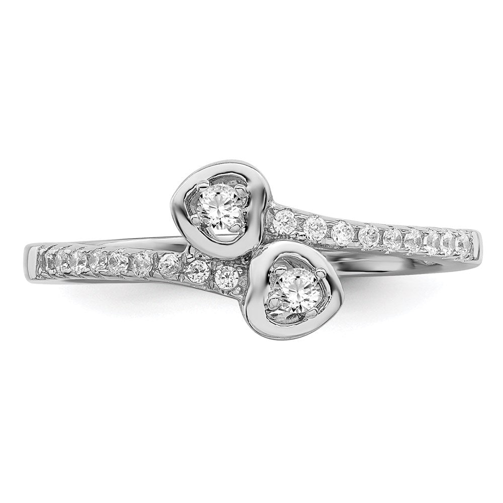 Sterling Silver Brilliant Embers Rhodium-Plated 21 Stone Micro Pav Cz Heart Ring