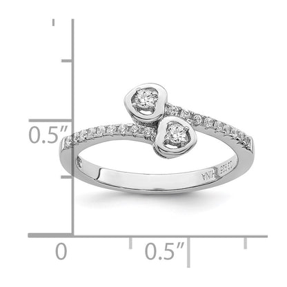 Sterling Silver Brilliant Embers Rhodium-Plated 21 Stone Micro Pav Cz Heart Ring
