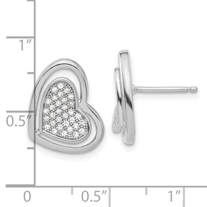Sterling Silver Brilliant Embers Polished Cz Heart Post Earrings