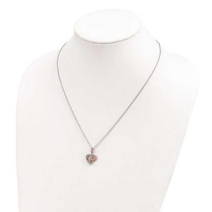 Ss/Gold Plated Brilliant Embers Sterling Silver Rose Gold-Plated Rhodium-Plated 49 Stone 18 Inch Micro Pav Cz Polished Heart Necklace With 2 Extender