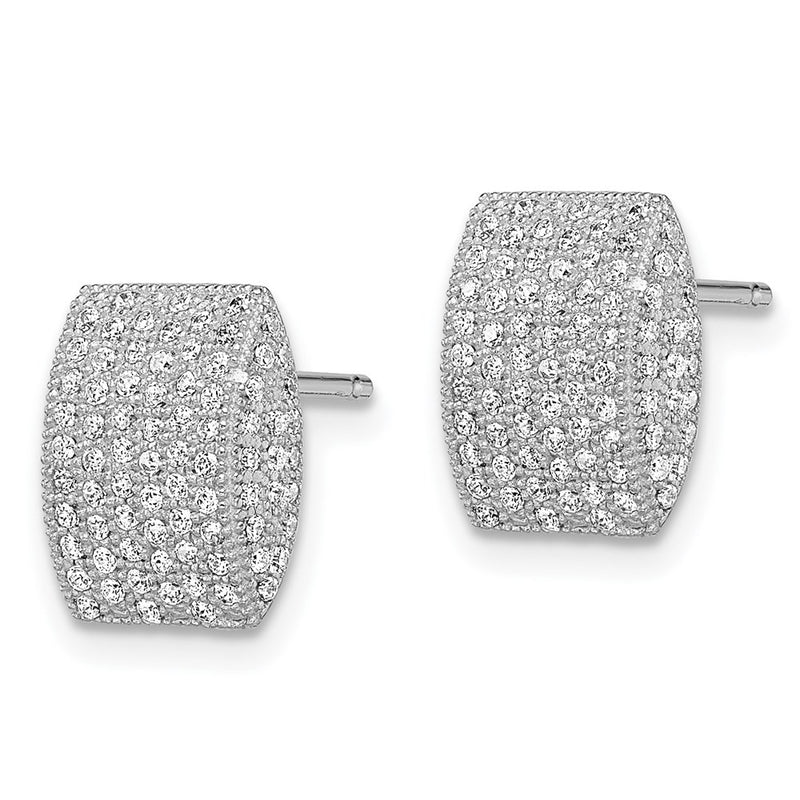 Sterling Silver Ss Rhodium-Plated Cz Brilliant Embers Post Earrings