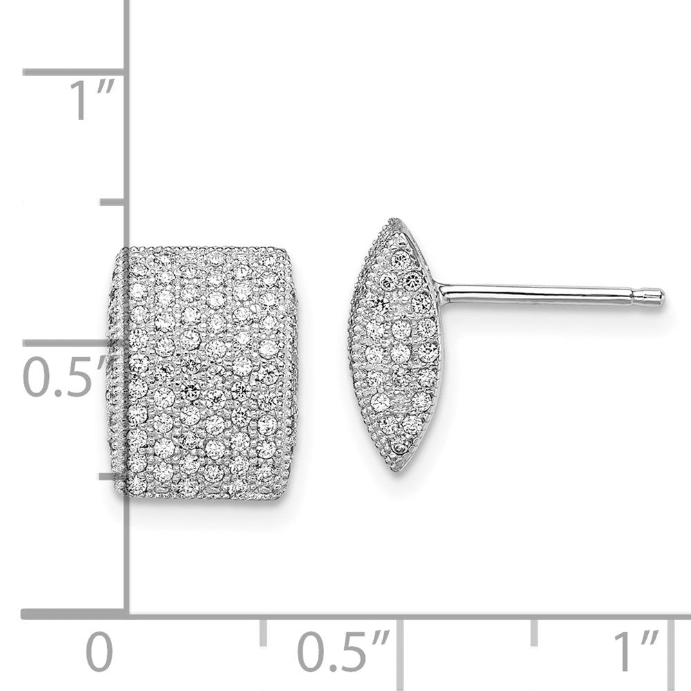 Sterling Silver Ss Rhodium-Plated Cz Brilliant Embers Post Earrings