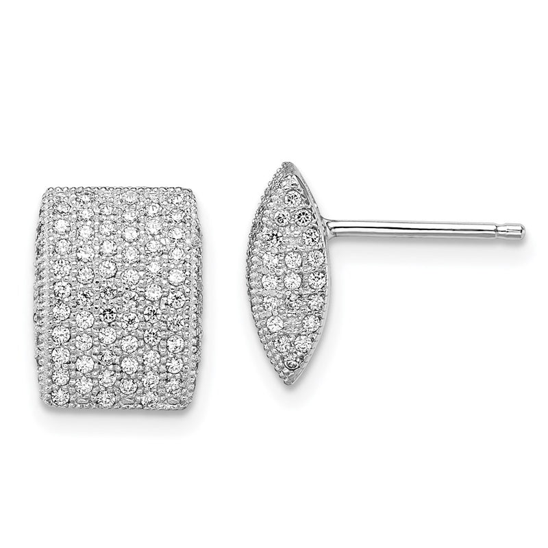 Sterling Silver Ss Rhodium-Plated Cz Brilliant Embers Post Earrings