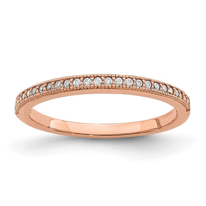 Ss/Gold Plated Brilliant Embers Sterling Silver Rose Gold-Plated 25 Stone Micro Pav Cz Polished Ring