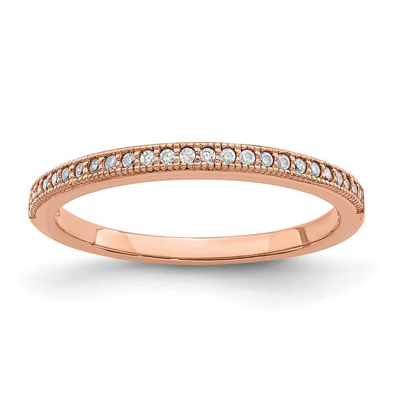 Ss/Gold Plated Brilliant Embers Sterling Silver Rose Gold-Plated 25 Stone Micro Pav Cz Polished Ring