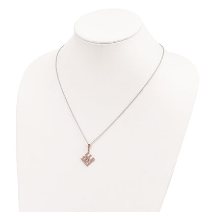 Ss/Gold Plated Brilliant Embers Sterling Silver Rose Gold-Plated 68 Stone 18 Inch Micro Pav Cz Love Necklace With 2 Extender