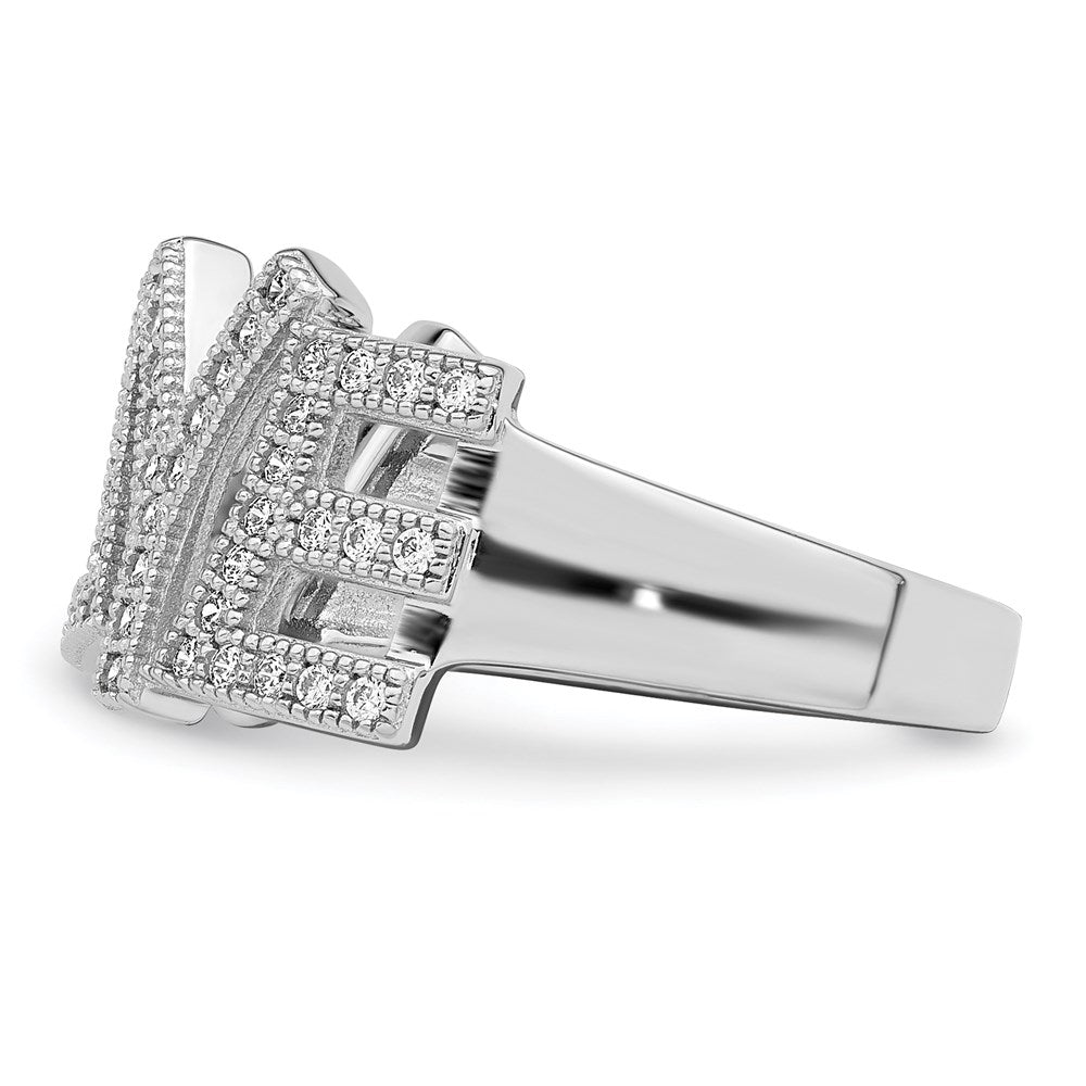 Sterling Silver Brilliant Embers Rhodium-Plated 63 Stone Micro Pav Cz Polished Love Ring