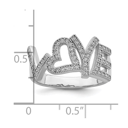Sterling Silver Brilliant Embers Rhodium-Plated 63 Stone Micro Pav Cz Polished Love Ring