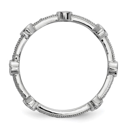 Sterling Silver Brilliant Embers Rhodium-Plated 33 Stone Micro Pav Cz Ring