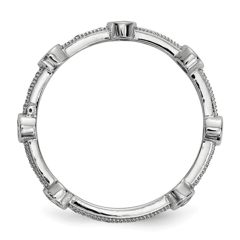 Sterling Silver Brilliant Embers Rhodium-Plated 33 Stone Micro Pav Cz Ring