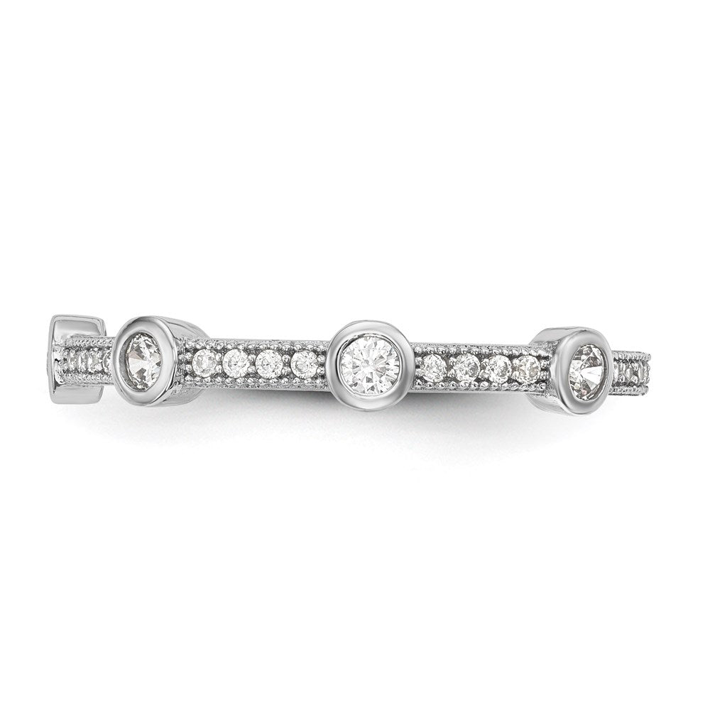 Sterling Silver Brilliant Embers Rhodium-Plated 33 Stone Micro Pav Cz Ring