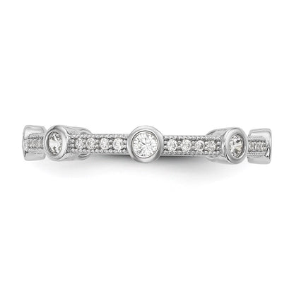 Sterling Silver Brilliant Embers Rhodium-Plated 33 Stone Micro Pav Cz Ring