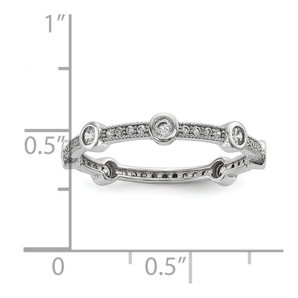 Sterling Silver Brilliant Embers Rhodium-Plated 33 Stone Micro Pav Cz Ring