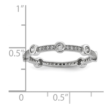 Sterling Silver Brilliant Embers Rhodium-Plated 33 Stone Micro Pav Cz Ring