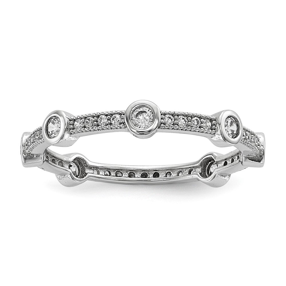 Sterling Silver Brilliant Embers Rhodium-Plated 33 Stone Micro Pav Cz Ring