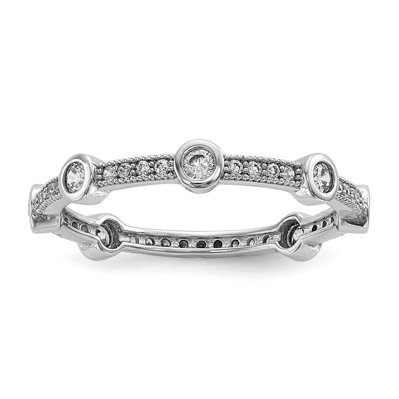 Sterling Silver Brilliant Embers Rhodium-Plated 33 Stone Micro Pav Cz Ring