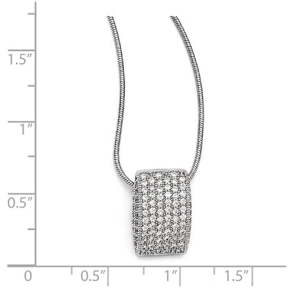 Sterling Silver Ss Rhodium-Plated Cz Brilliant Embers Fancy Necklace