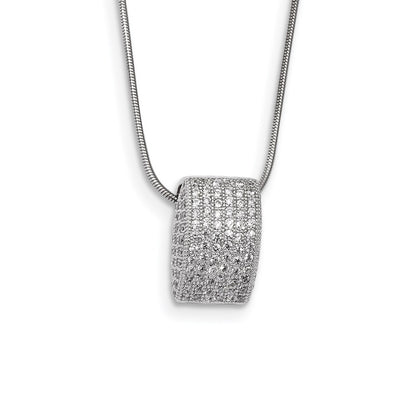 Sterling Silver Ss Rhodium-Plated Cz Brilliant Embers Fancy Necklace
