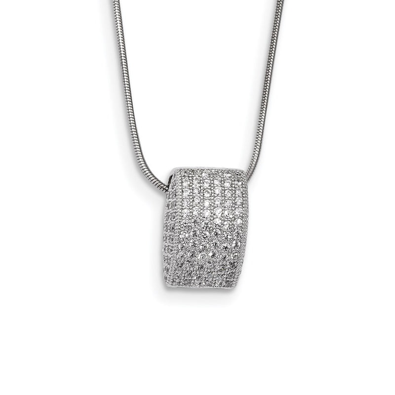 Sterling Silver Ss Rhodium-Plated Cz Brilliant Embers Fancy Necklace