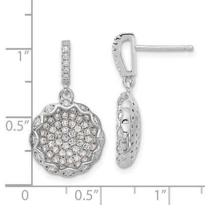 Sterling Silver Brilliant Embers Cz Circle Dangle Post Earrings