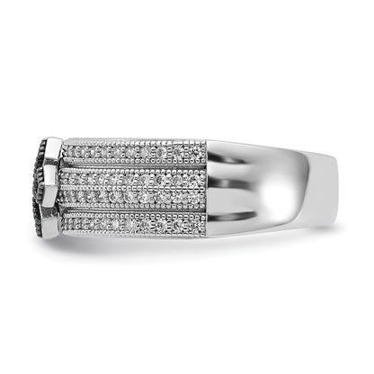 Sterling Silver & Cz True Fire Polished Cross Ring