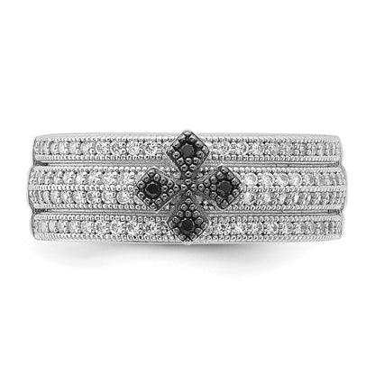 Sterling Silver & Cz True Fire Polished Cross Ring