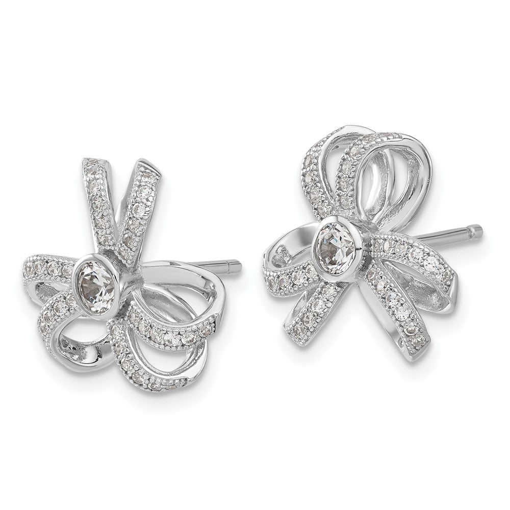 Sterling Silver Brilliant Embers Cz Flower Post Earrings