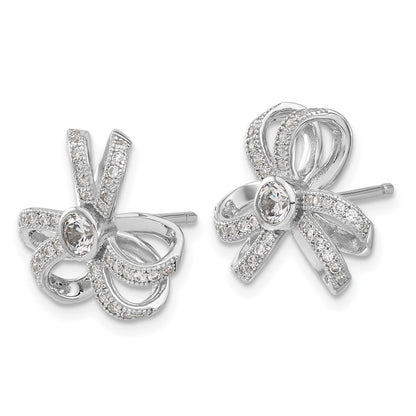 Sterling Silver Brilliant Embers Cz Flower Post Earrings